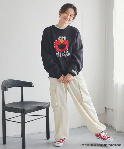 「SESAME STREET」 長袖ニット LL ブラック レディース_画像9
