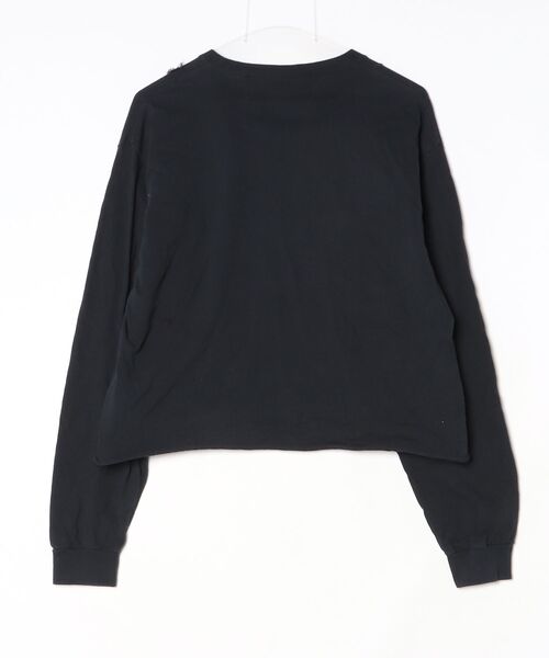 「dahl'ia」 フリル長袖カットソー「GILDANコラボ」 - ブラック レディース_画像2