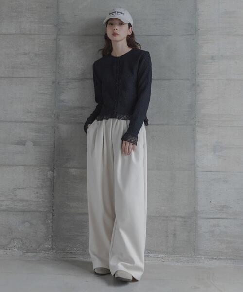 レースシャーリングトップ led.tokyo（レッドトウキョウ）の「【led.tokyo】LACE SHIRRING TOPS