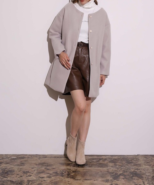 「Doula Doula」 ノーカラーコート M ブラウン レディース_画像9