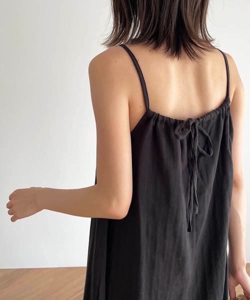 「CANAL JEAN」 「red chop works」キャミソールワンピース 38 ブラック レディースの画像