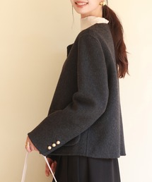 「SAISON DE PAPILLON」 ノーカラージャケット L ブラック レディースの画像6