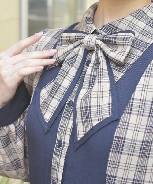 axes femme（アクシーズ ファム） ワンピース チェック切替シャツ