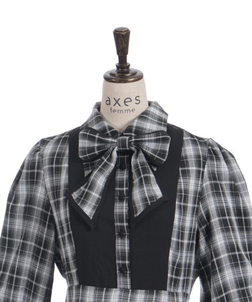 axes femme（アクシーズ ファム） ワンピース チェック切替シャツ