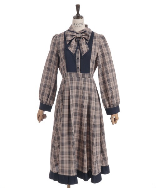 axes femme（アクシーズ ファム） ワンピース チェック切替シャツ