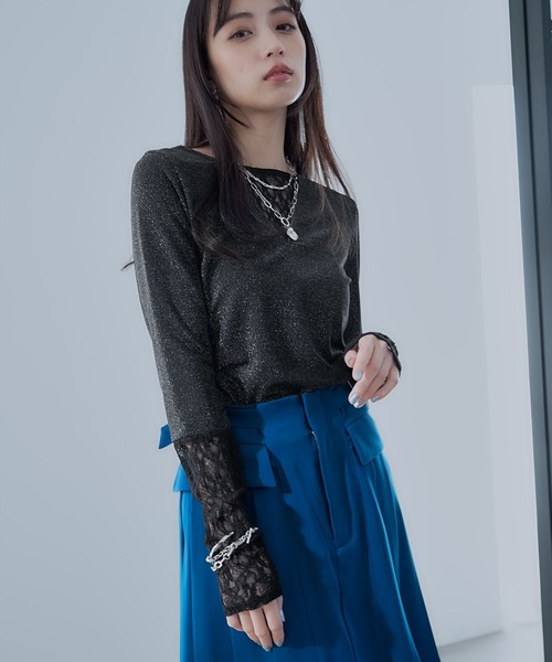 HARE（ハレ） tシャツ 2WAYラメシアーレースキリカエカットソー(HARE