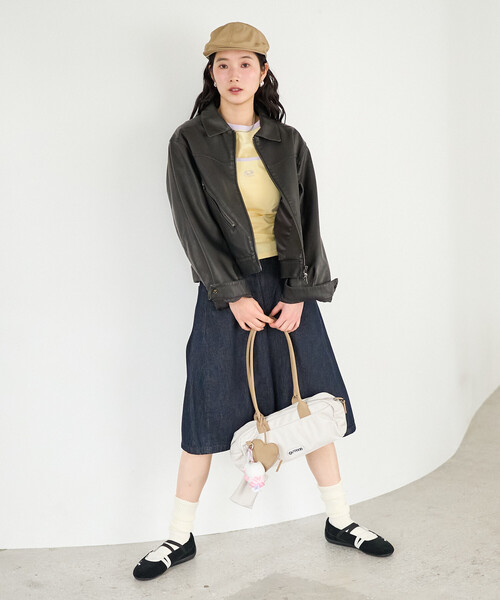 タグ付き✨　アンスリード　ショート　ブルゾン　ジャケット　長袖　ブラウン　S FREAK'S STORE（フリークスストア） ブルゾン アウター レザレット
