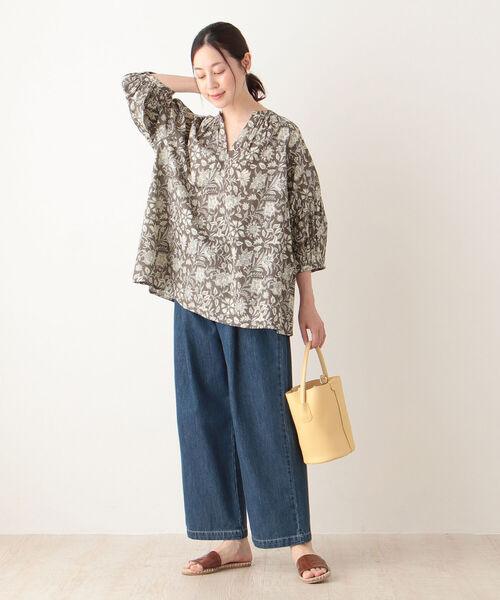 「Afternoon Tea」 7分袖ブラウス MEDIUM ブラウン レディース_画像7