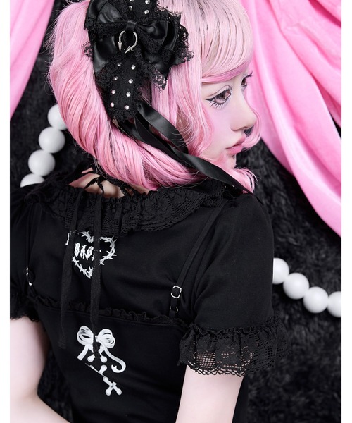 AVENCHUMU Ribbon ＆ studs lace cross head dress : ZOZOTOWN Yahoo