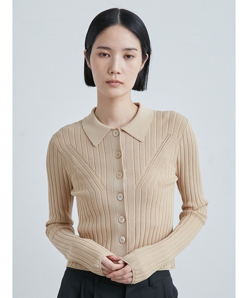 「MIESROHE」 ニットカーディガン FREE ネイビー レディースの画像