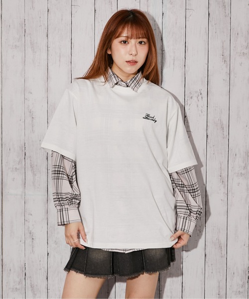 tシャツ 「チェックハートロゴ」バックプリントTシャツ／ストリート