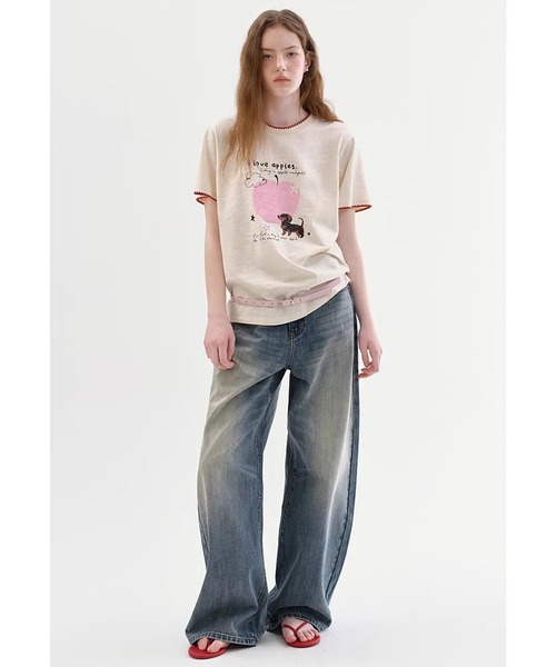 ワイドパンツ ジーンズ デニム デニムパンツ レディース メンズの画像