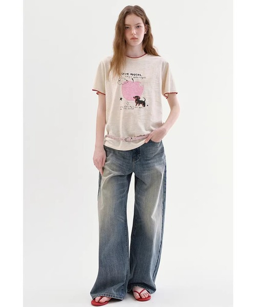 ワイドパンツ ジーンズ デニム デニムパンツ レディース メンズの画像