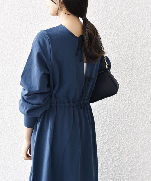 「SHIPS any」 長袖ワンピース ONE SIZE ネイビー レディース_画像7