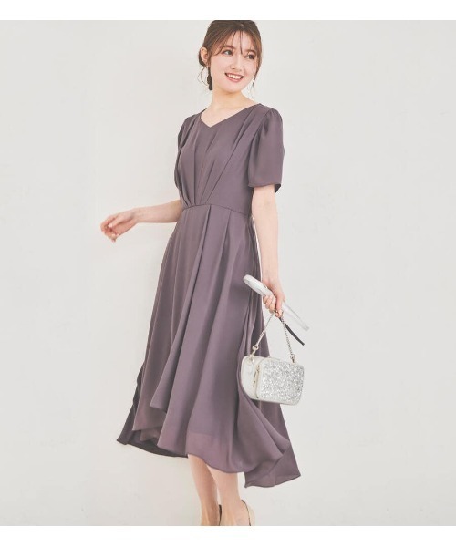 「LAISSE PASSE」 半袖ワンピース 36 パープル レディース_画像5