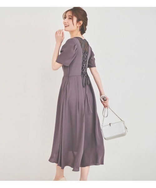 「LAISSE PASSE」 半袖ワンピース 36 パープル レディース_画像6