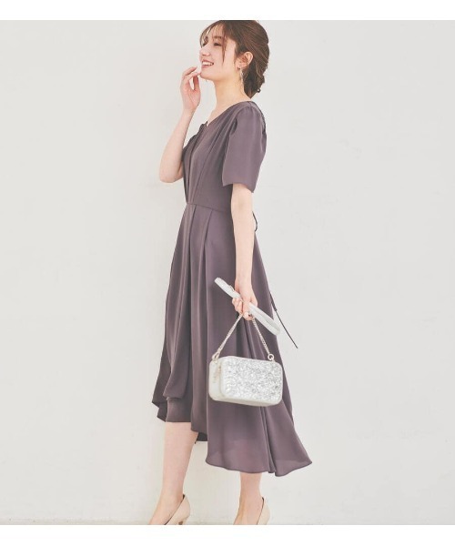 「LAISSE PASSE」 半袖ワンピース 36 パープル レディース_画像7