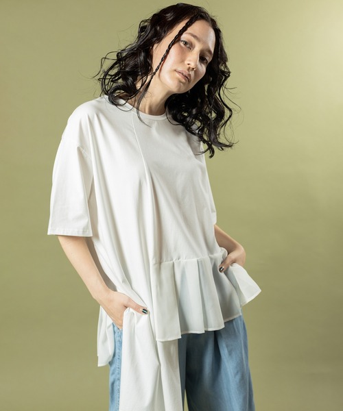 OSMOSIS（オズモーシス） tシャツ アシンメトリー切替Tシャツ