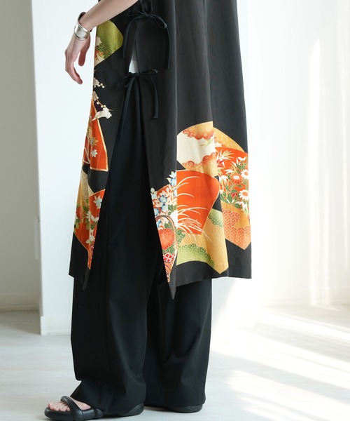 ベスト ジレ 着物リメイク maison utatane ジレ 錦の瞬き レディースの画像