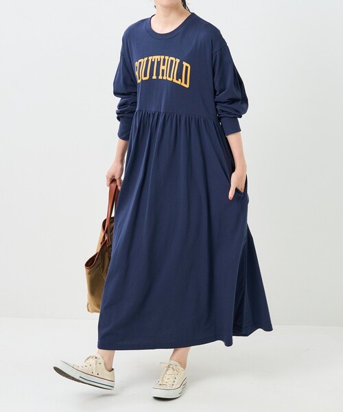 「FREAK'S STORE」 長袖ワンピース フリ- ネイビー レディース_画像7
