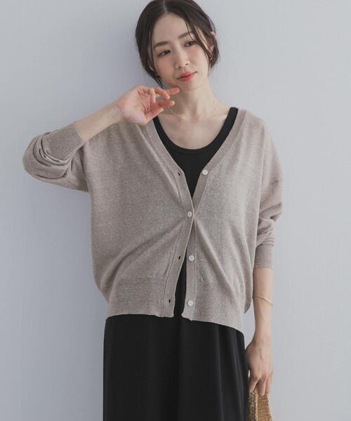 【新品】 SATUR セター リネン混Vネックカーディガン URBAN RESEARCH DOORS（アーバンリサーチドアーズ） uvカット