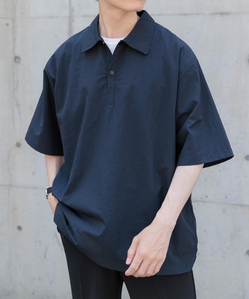 「ITEMS URBANRESEARCH」 半袖シャツ LARGE ネイビー メンズ_画像3