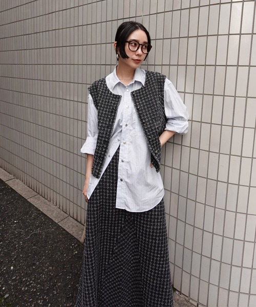 Ameri（アメリ） デニムスカート CHECK PROCESSING DENIM SKIRT