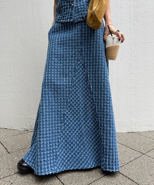 Ameri（アメリ） デニムスカート CHECK PROCESSING DENIM SKIRT