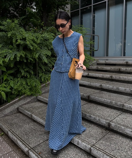 Ameri（アメリ） デニムスカート CHECK PROCESSING DENIM SKIRT