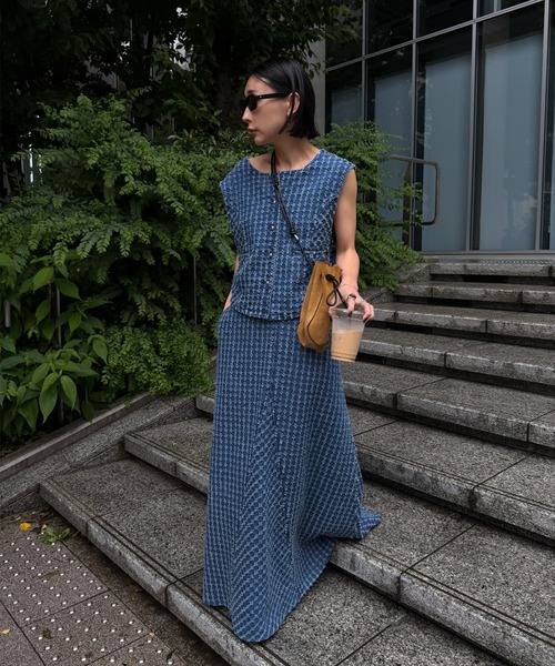 Ameri（アメリ） デニムスカート CHECK PROCESSING DENIM SKIRT