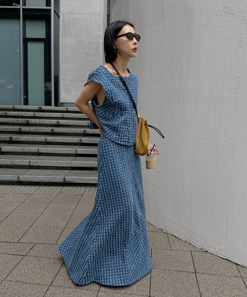Ameri（アメリ） デニムスカート CHECK PROCESSING DENIM SKIRT