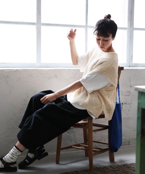 「soulberry」 半袖ニット M ベージュ レディース_画像9