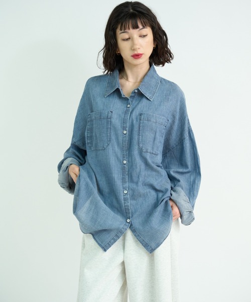 「A.D.C.L.」 長袖シャツ M ライトブルー レディース_画像4