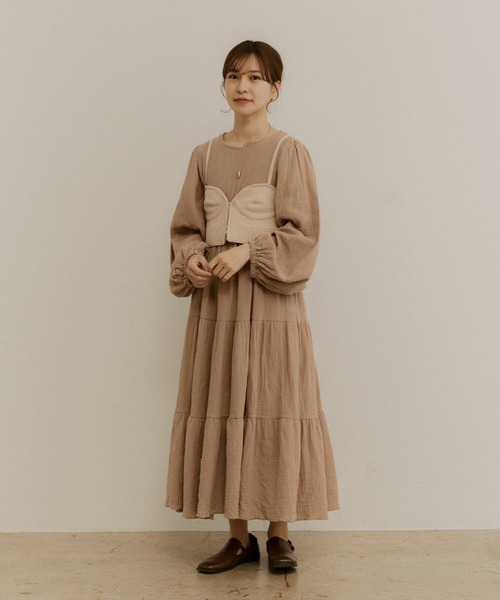 moi tytto（モイテュット） ワンピース ガーゼティアードAライン