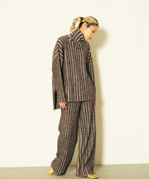 null.（ヌル） ニット セーター ネックウォーマーメランジリブニット