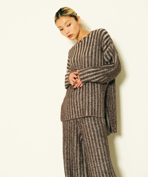 null.（ヌル） ニット セーター ネックウォーマーメランジリブニット