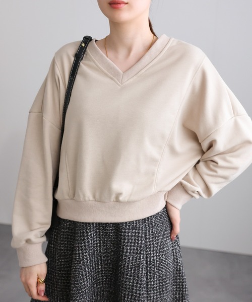 sakishimatokyo トレーナー スウェット Vネック 袖切り替えトレーナー