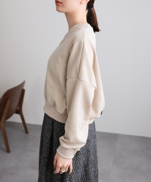 sakishimatokyo トレーナー スウェット Vネック 袖切り替えトレーナー