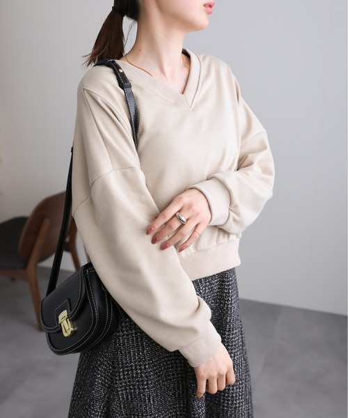 sakishimatokyo トレーナー スウェット Vネック 袖切り替えトレーナー