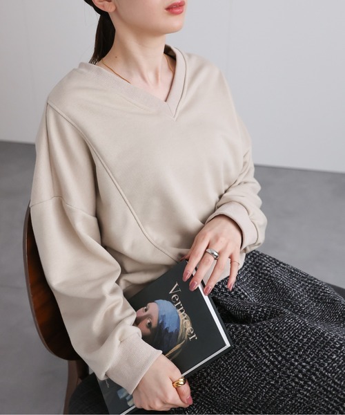 sakishimatokyo トレーナー スウェット Vネック 袖切り替えトレーナー