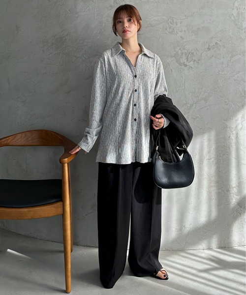 feepur（フェピュール） ブラウス シャツ カットジャガードオープン