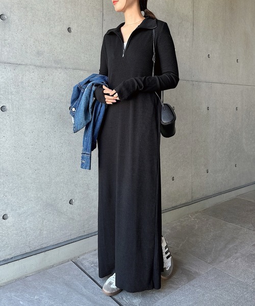 andme（アンドミー） ワンピース セルフカットリブ指穴サムホール長袖