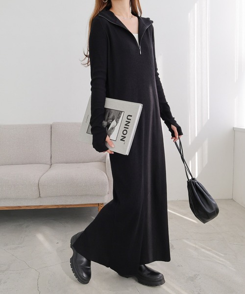 andme（アンドミー） ワンピース セルフカットリブ指穴サムホール長袖