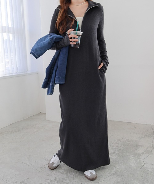 andme（アンドミー） ワンピース セルフカットリブ指穴サムホール長袖