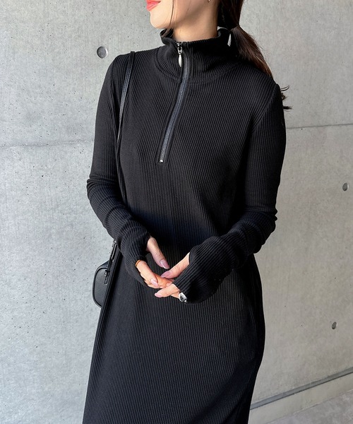 andme（アンドミー） ワンピース セルフカットリブ指穴サムホール長袖