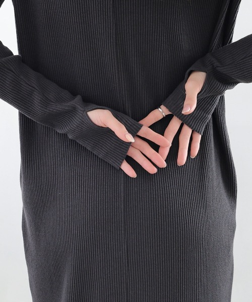 andme（アンドミー） ワンピース セルフカットリブ指穴サムホール長袖