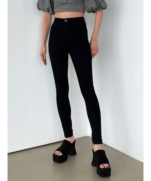 EMODA ELDER NUDE ブラック スキニーデニム サイズ2 EMODA（エモダ） ジーンズ デニム デニムパンツ 「ELDER」NUDE J/W