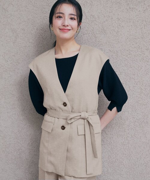 THE SHOP TK ベスト ジレ 「セットアップ可」上品ミドル丈ジレ