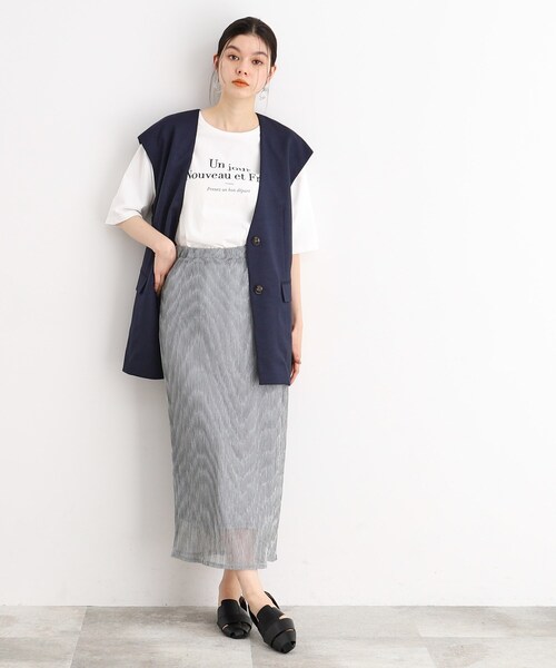 ベスト ジレ 「セットアップ可」上品ミドル丈ジレ/洗濯機OK レディース THE SHOP TK ベスト ジレ 「セットアップ可」上品ミドル丈ジレ