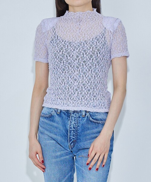 tシャツ 「STUDIOUS/ステュディオス」ストレッチレーススキントップ レディース STUDIOUS tシャツ 「STUDIOUS/ステュディオス」ストレッチレース